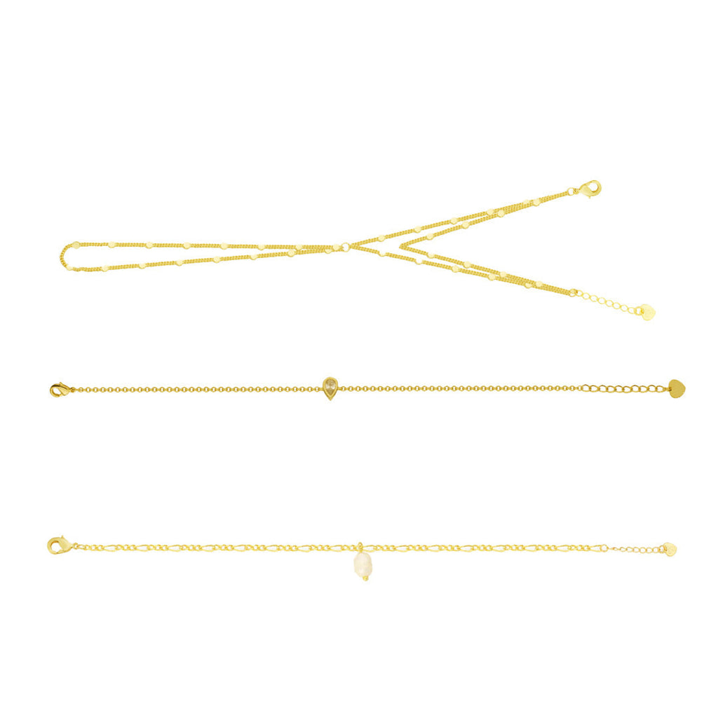 Dainty Energy Bundle: 3 Piece Bracelet and Hand Chain Bundle